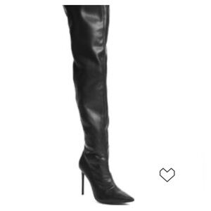 NEW GUESS BELVA MARCIANO BLACK LEATHER STILETTO BOOTS KNEE HIGH 7